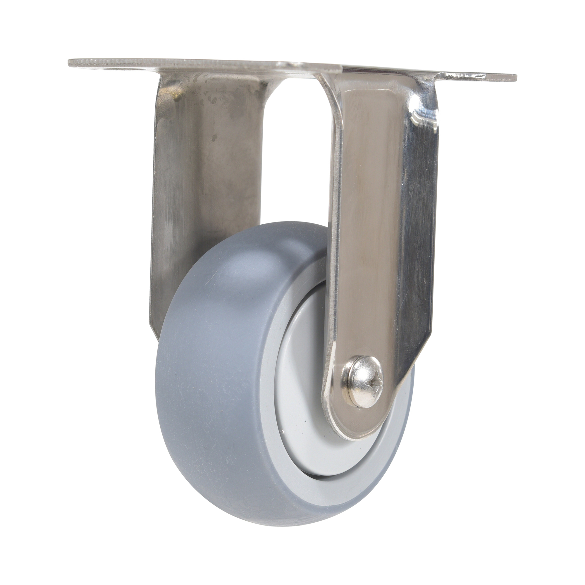 Vestil Thermoplastic Rubber Rigid Caster - 3in. Wheel Diameter, Stainless Steel, Non-Marking, Model# CST-E-SS-3X1TPR-R